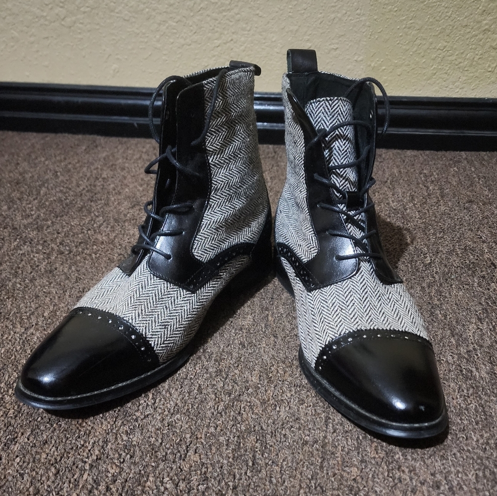Giovanni Mens Herringbone Tweed Boots